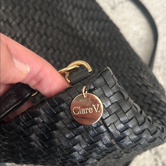 Clare V Bateau Tote Black Woven Leather Everyday Carryall Minimalist - Picture 9 of 16